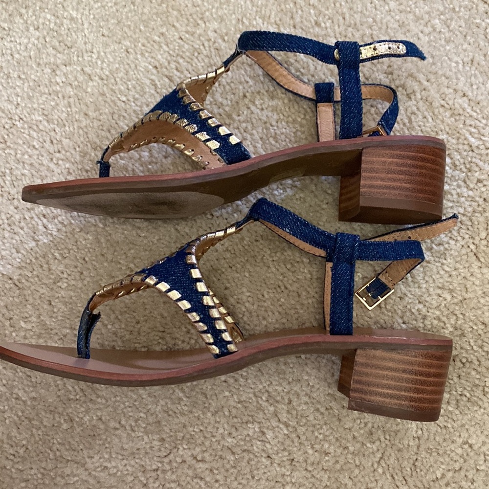 Jack Rogers denim and gold low heeled sandal, 6 - Picture 5 of 10
